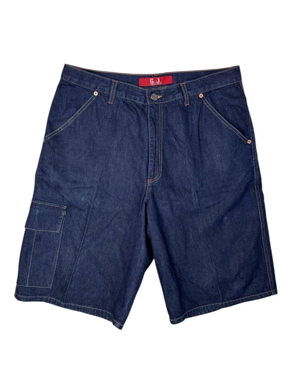 VTG Y2K Guess Jeans Baggy Denim Cargo Shorts Jorts Dark Blue Men's Size 36